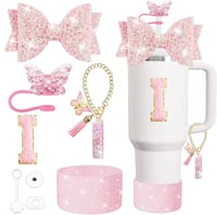 Image 12 of 8 Piece Tumbler Accessory Set | Butterfly Bows