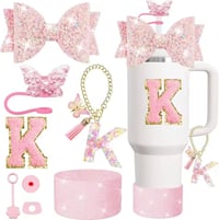 Image 14 of 8 Piece Tumbler Accessory Set | Butterfly Bows