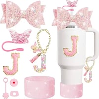 Image 13 of 8 Piece Tumbler Accessory Set | Butterfly Bows