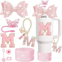 Image 16 of 8 Piece Tumbler Accessory Set | Butterfly Bows