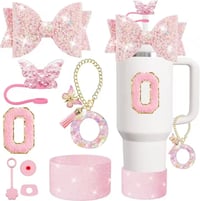 Image 18 of 8 Piece Tumbler Accessory Set | Butterfly Bows