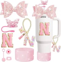 Image 17 of 8 Piece Tumbler Accessory Set | Butterfly Bows