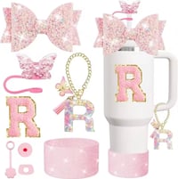 Image 20 of 8 Piece Tumbler Accessory Set | Butterfly Bows