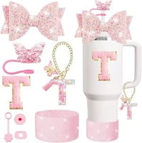 Image 22 of 8 Piece Tumbler Accessory Set | Butterfly Bows