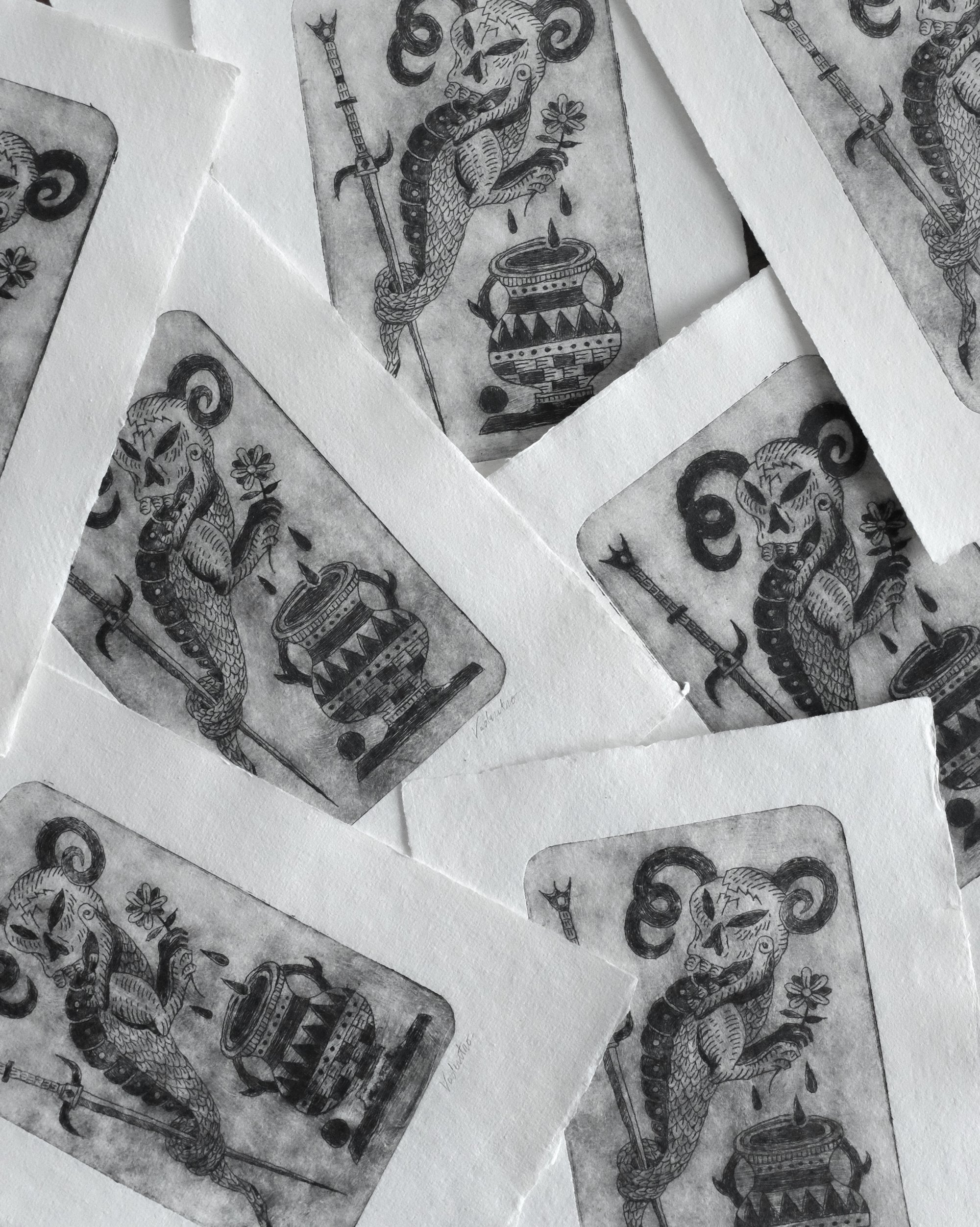 Image of CRÂNE DÉMON DRYPOINT PRINT