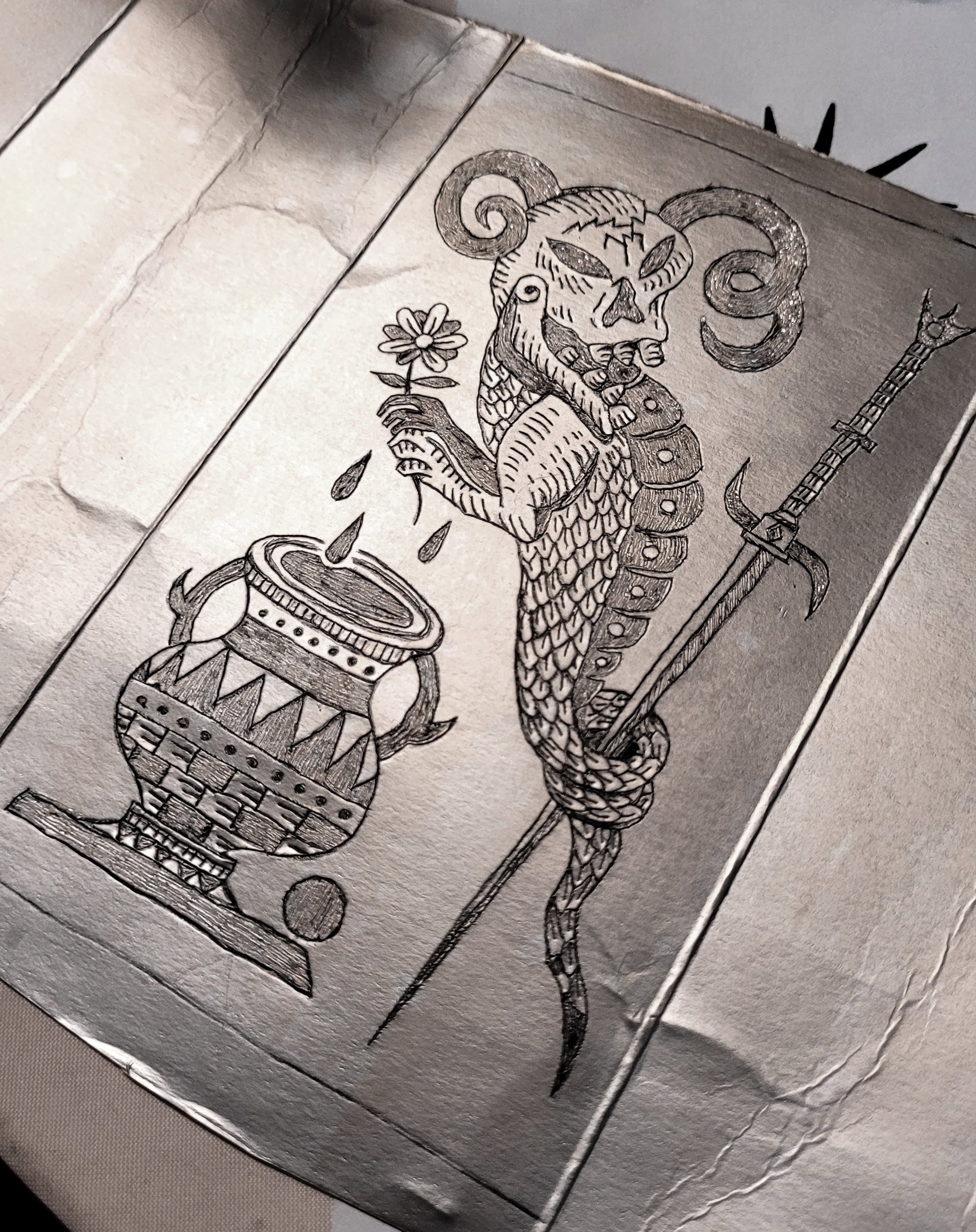 Image of CRÂNE DÉMON DRYPOINT PRINT