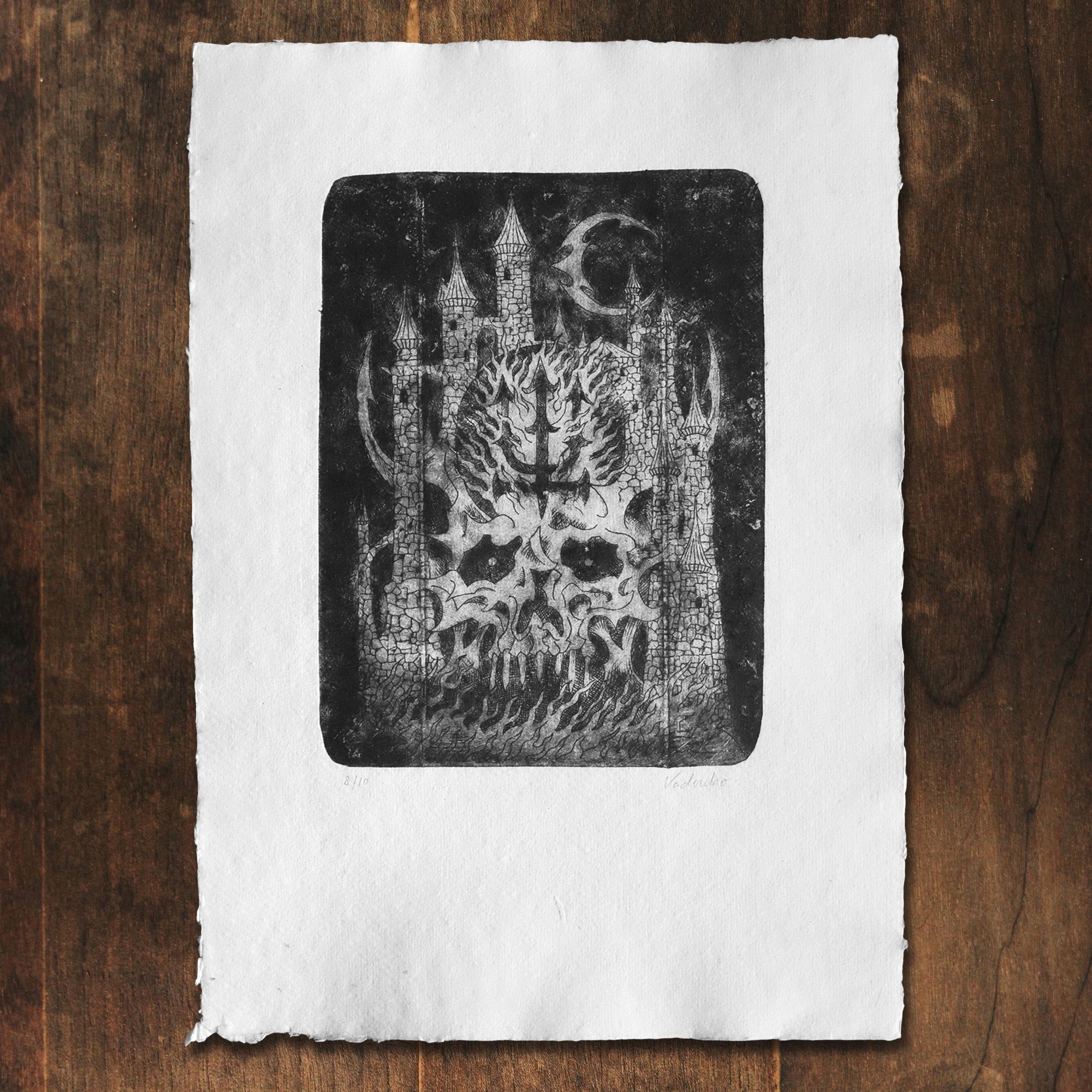 Image of CRÂNE CHÂTEAU DRYPOINT PRINT