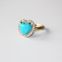 Image 2 of Sparkling Turquoise Heart Ring