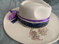Image 2 of "Jesus Ancla Firme y Segura" Hand Burned Fedora Wide Brim Hat