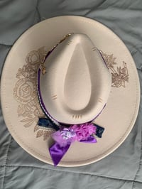 Image 3 of "Jesus Ancla Firme y Segura" Hand Burned Fedora Wide Brim Hat