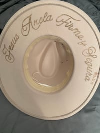 Image 4 of "Jesus Ancla Firme y Segura" Hand Burned Fedora Wide Brim Hat