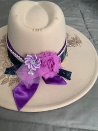Image 5 of "Jesus Ancla Firme y Segura" Hand Burned Fedora Wide Brim Hat