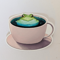 Image 2 of Autocollant Grenouille dans une tasse