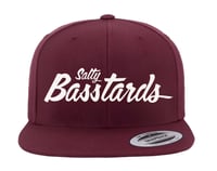 Image 3 of “BASSTARD” 3D Puff Emroidered SnapBack Burgundy 