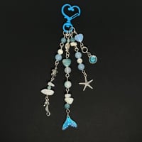 Blue Moonstone/Caribbean Calcite Mermaid Keychain
