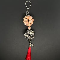 Image 1 of Red/Black Network Agate Keychain