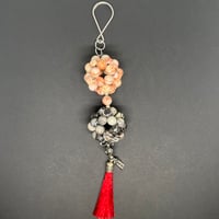 Image 2 of Red/Black Network Agate Keychain