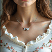 Image 1 of Cultured Pearl Sterling Silver Spoon Necklace