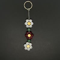 Image 1 of White Jade/ Red Chalcedony(Dyed) Flower Keychain