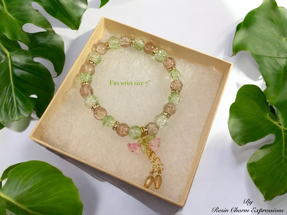 Image of Khaki Green Glass Bead Bracelet