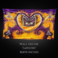 Image 1 of Ice Dyed Black Cat (36x54 inches) Tapestry