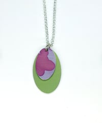 Image 2 of Pink pattern & green ovals pendant