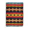 AZTEC FLEECE BLANKET - BLACK AND TEAL