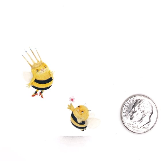 Image of Simple Love of Bees - a tiny original watercolor