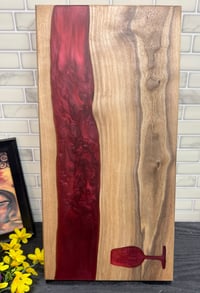 Image 3 of Wine Glass Epoxy and Walnut Serving/Cutting Board