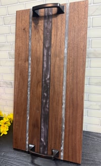 Image 1 of Black Cherry and Silver Epoxy and Walnut Charcuterie Board