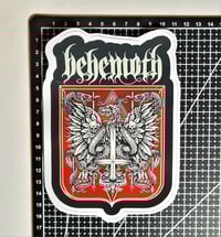 Image 2 of Large Behemoth Upside-Down Cross Emblem Matte Vinyl Sticker