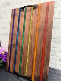 Image 1 of Walnut Epoxy Rainbow Charcuterie Board
