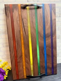 Image 2 of Walnut Epoxy Rainbow Charcuterie Board