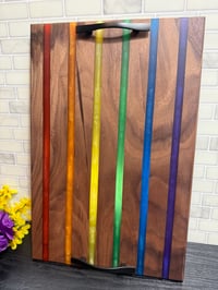 Image 4 of Walnut Epoxy Rainbow Charcuterie Board