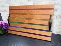 Image 2 of Sapele and Rainbow Epoxy Striped Charcuterie Board