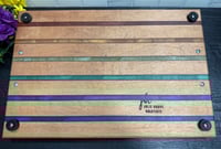 Image 4 of Sapele and Rainbow Epoxy Striped Charcuterie Board