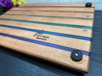 Image 5 of Sapele and Rainbow Epoxy Striped Charcuterie Board