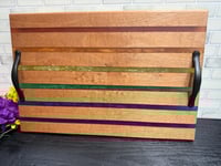 Image 3 of Sapele and Rainbow Epoxy Striped Charcuterie Board