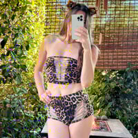 Image 1 of “Jungle Moody Cat” 2 Piece Slit Weave 🐆🌙-Mood beads + Gold charm magic XS/S