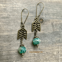 Image 8 of Boho Bronze Earrings, Boho Earrings, Dangle Earrings, Boho Jewelry, Handmade, 2.5" Dangle Earrings 