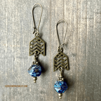 Image 1 of Boho Bronze Earrings, Boho Earrings, Dangle Earrings, Boho Jewelry, Handmade, 2.5" Dangle Earrings 