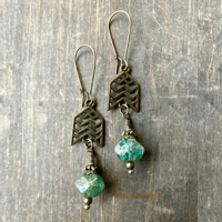 Image 4 of Boho Bronze Earrings, Boho Earrings, Dangle Earrings, Boho Jewelry, Handmade, 2.5" Dangle Earrings 