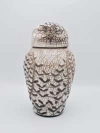 Image 1 of Raku Snowy Owl Jar