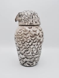 Image 2 of Raku Snowy Owl Jar