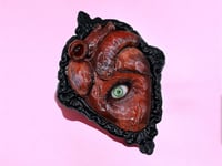 Image 2 of Surrealist Polymer Clay Art - Human Heart with Eye - Strange Sculpture - Unique Piece