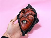 Image 3 of Surrealist Polymer Clay Art - Human Heart with Eye - Strange Sculpture - Unique Piece