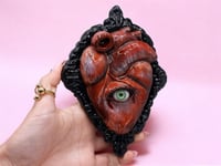 Image 5 of Surrealist Polymer Clay Art - Human Heart with Eye - Strange Sculpture - Unique Piece