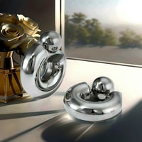 Image 1 of Chunky C Ball Earring | Silver Stainless Steel