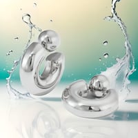 Image 3 of Chunky C Ball Earring | Silver Stainless Steel