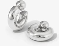 Image 2 of Chunky C Ball Earring | Silver Stainless Steel